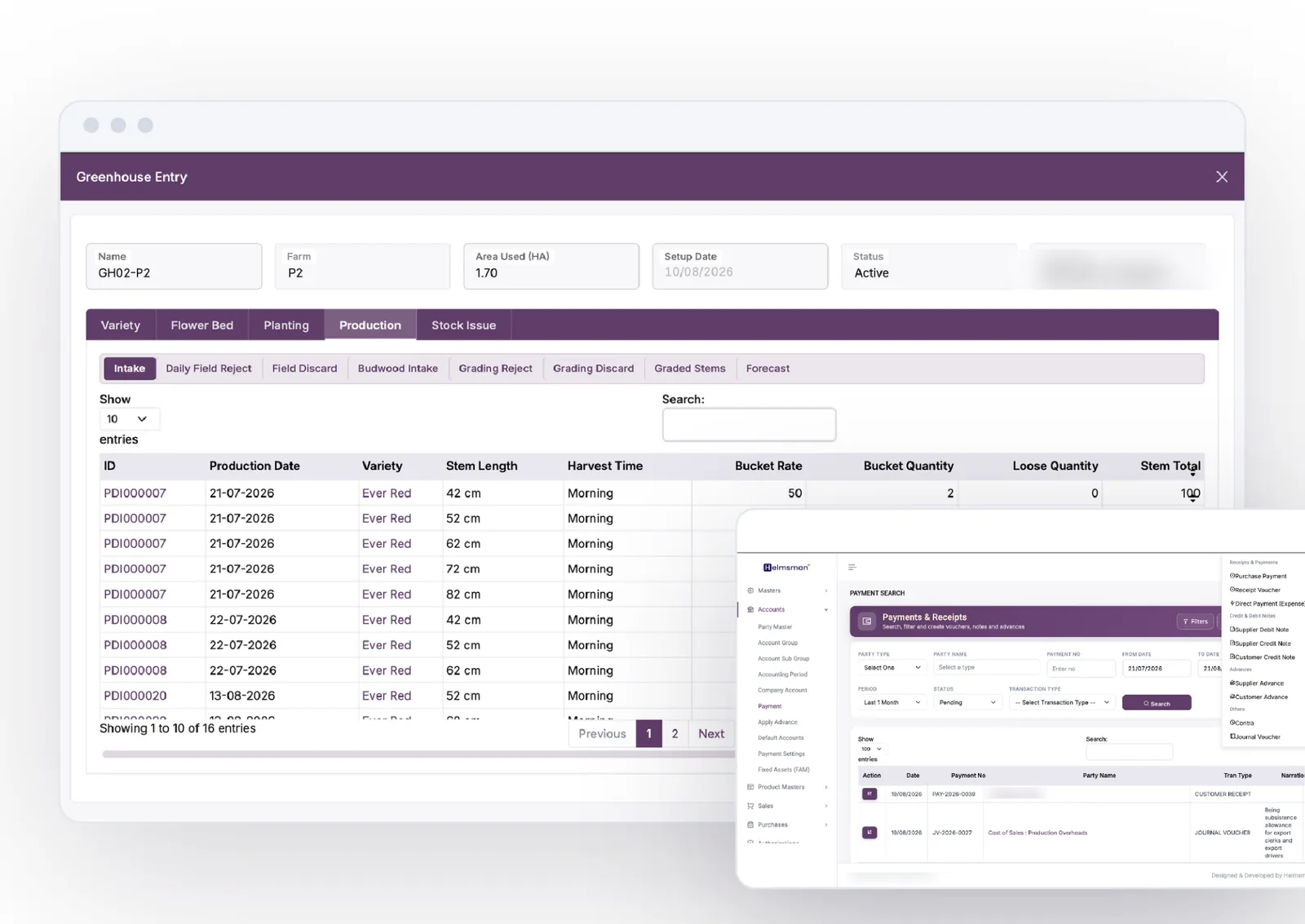 One ERP, from the greenhouse to the ledger — floriculture & export software by Helmsman, screen 1