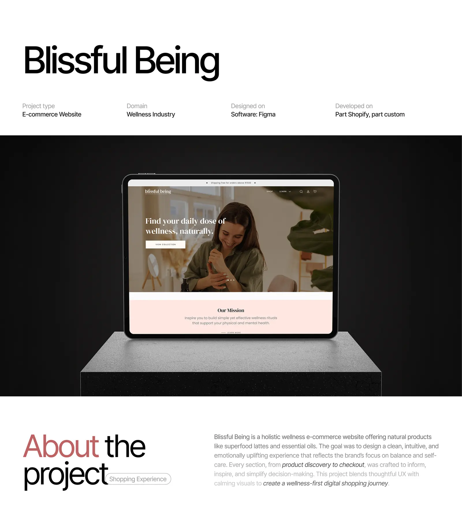 Blissful Being — wellness website by Helmsman, screen 1