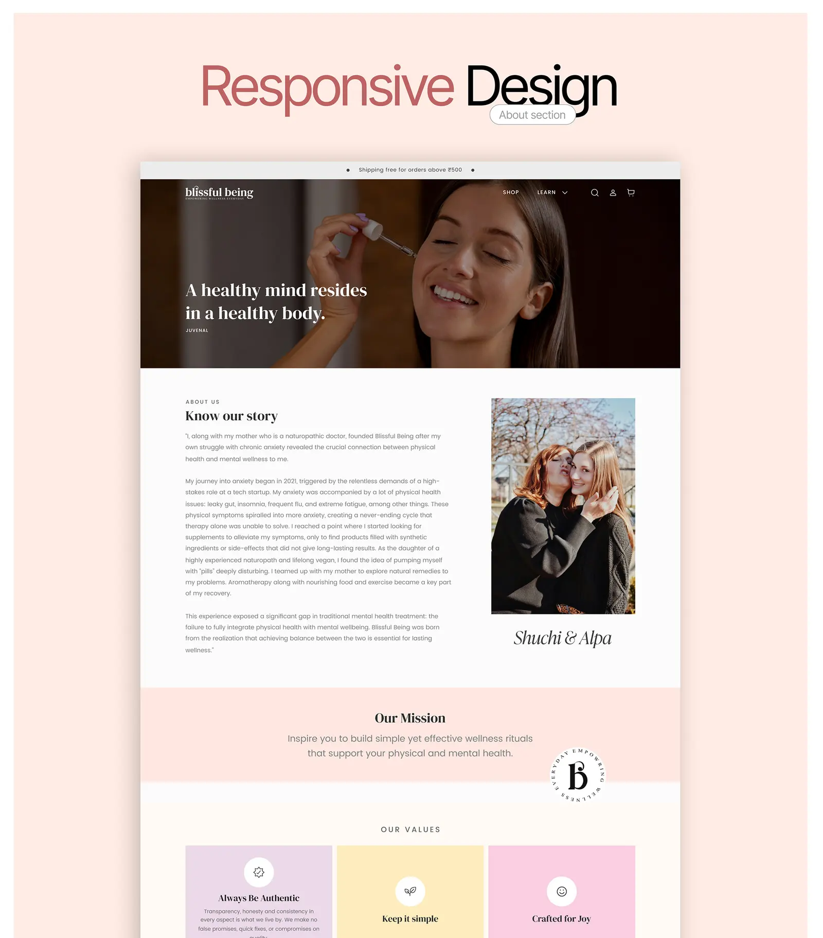 Blissful Being — wellness website by Helmsman, screen 10