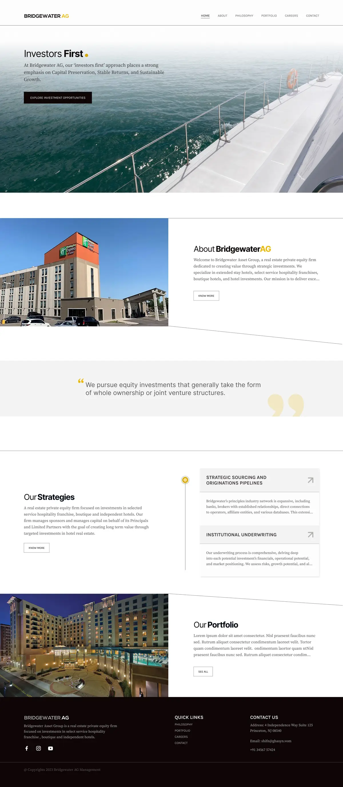 Bridgewater AG — investment website by Helmsman, screen 2