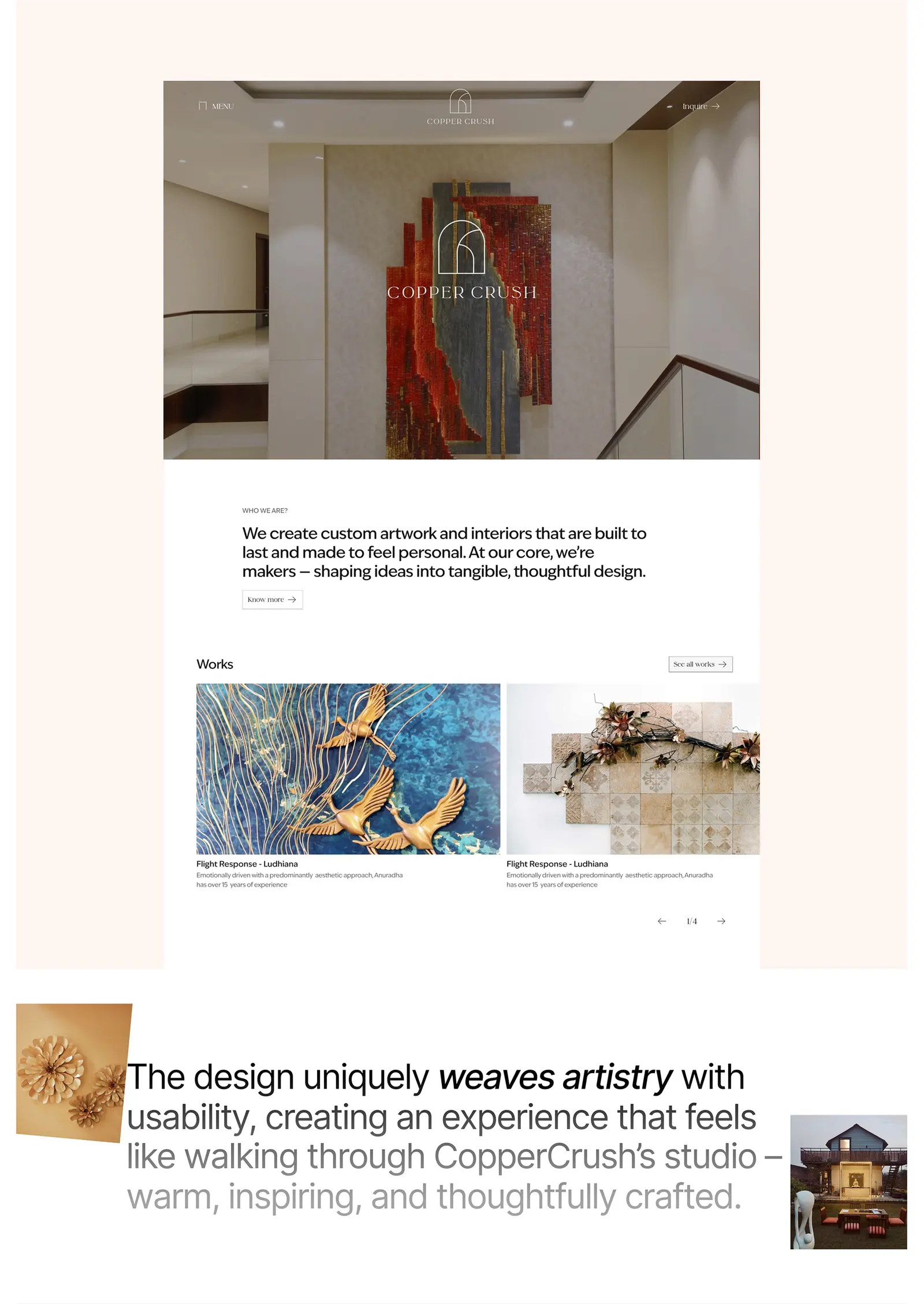 Copper Crush — art & interiors website by Helmsman, screen 4