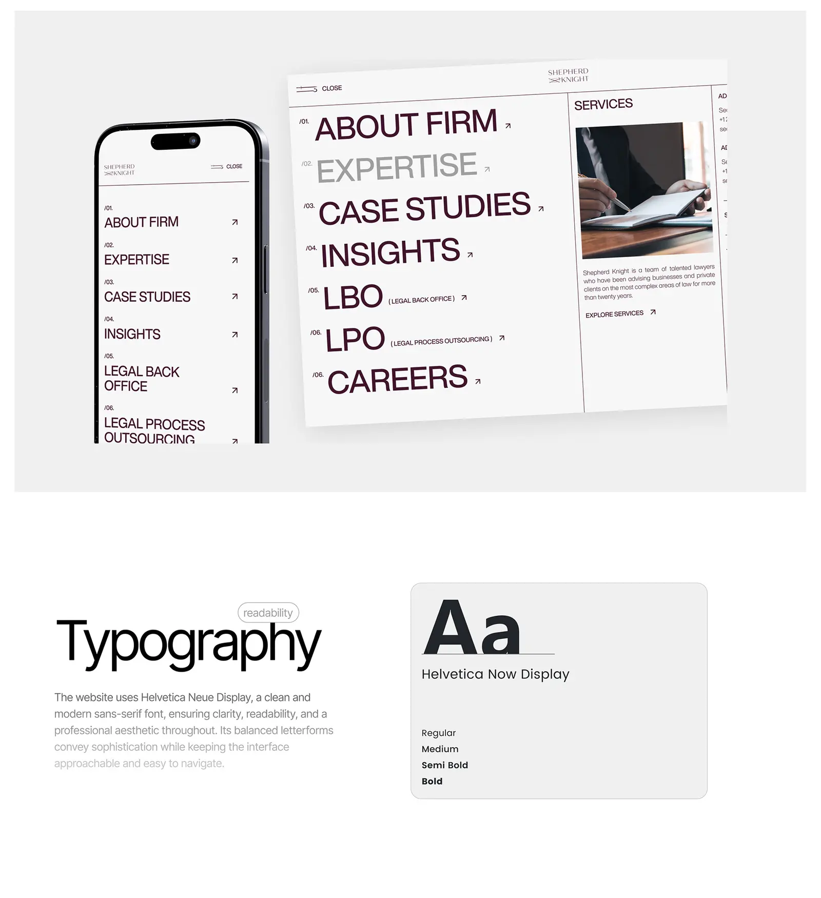 Shepherd's Knight — legal website by Helmsman, screen 3