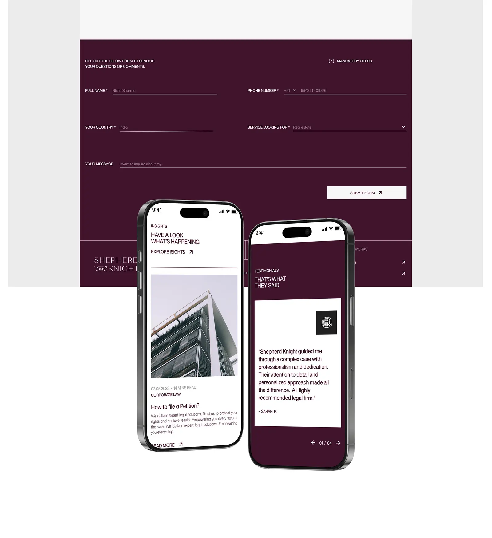 Shepherd's Knight — legal website by Helmsman, screen 9