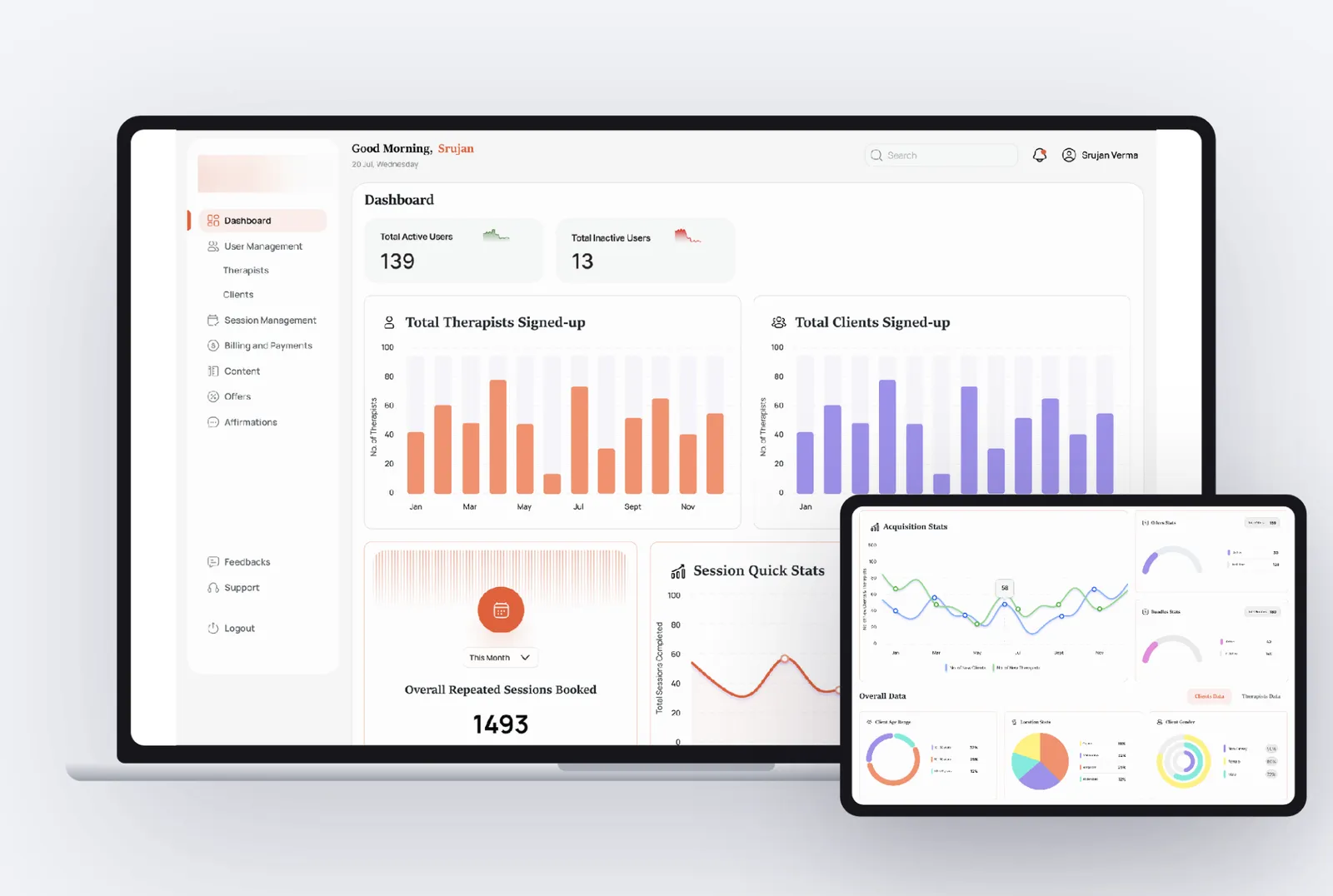 One platform, three products — mental health software by Helmsman, screen 1